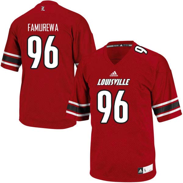 Men Louisville Cardinals #96 Henry Famurewa College Football Jerseys Sale-Red - Click Image to Close